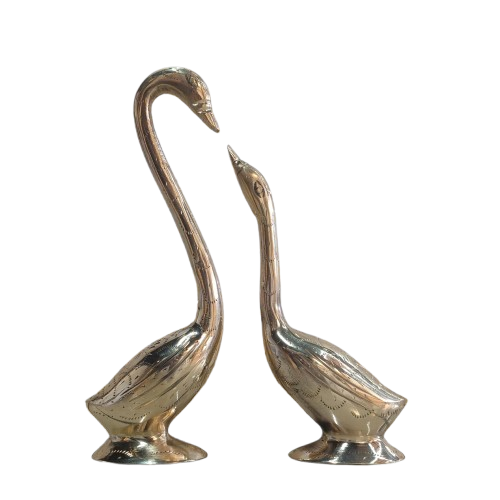 Showpiece Golden colour Swan Set made of Brass Decorative Table Top Figurine  for Decor and Gifting thumbnail 1